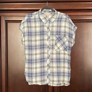 Vintage Hearts Button Down Plaid Short Sleeve Shirt - Size XL - NWT